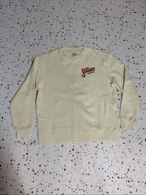 Dinner Service NY 1 of 1 Unisex Cream Crewneck Sweatshirt with Red Script Logo
